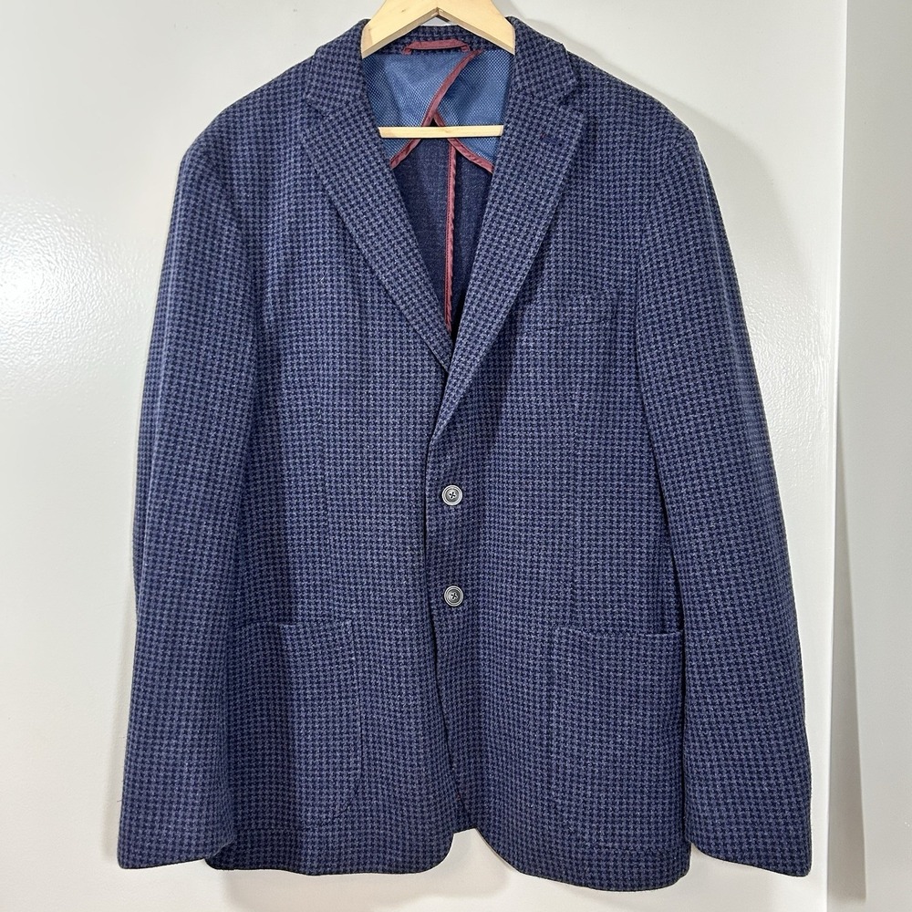Bugatchi Blazer Men's 46 Navy Blue Sports Jacket Cotton Casual Coat Midnight